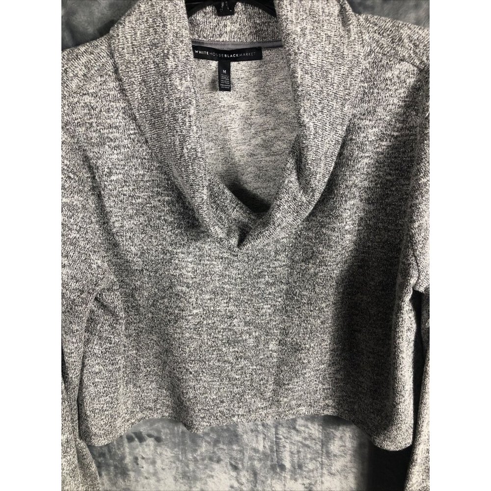 White House Black Market Women’s Sweater Gray Metallic Cowl Neck - Picture 8 of 14